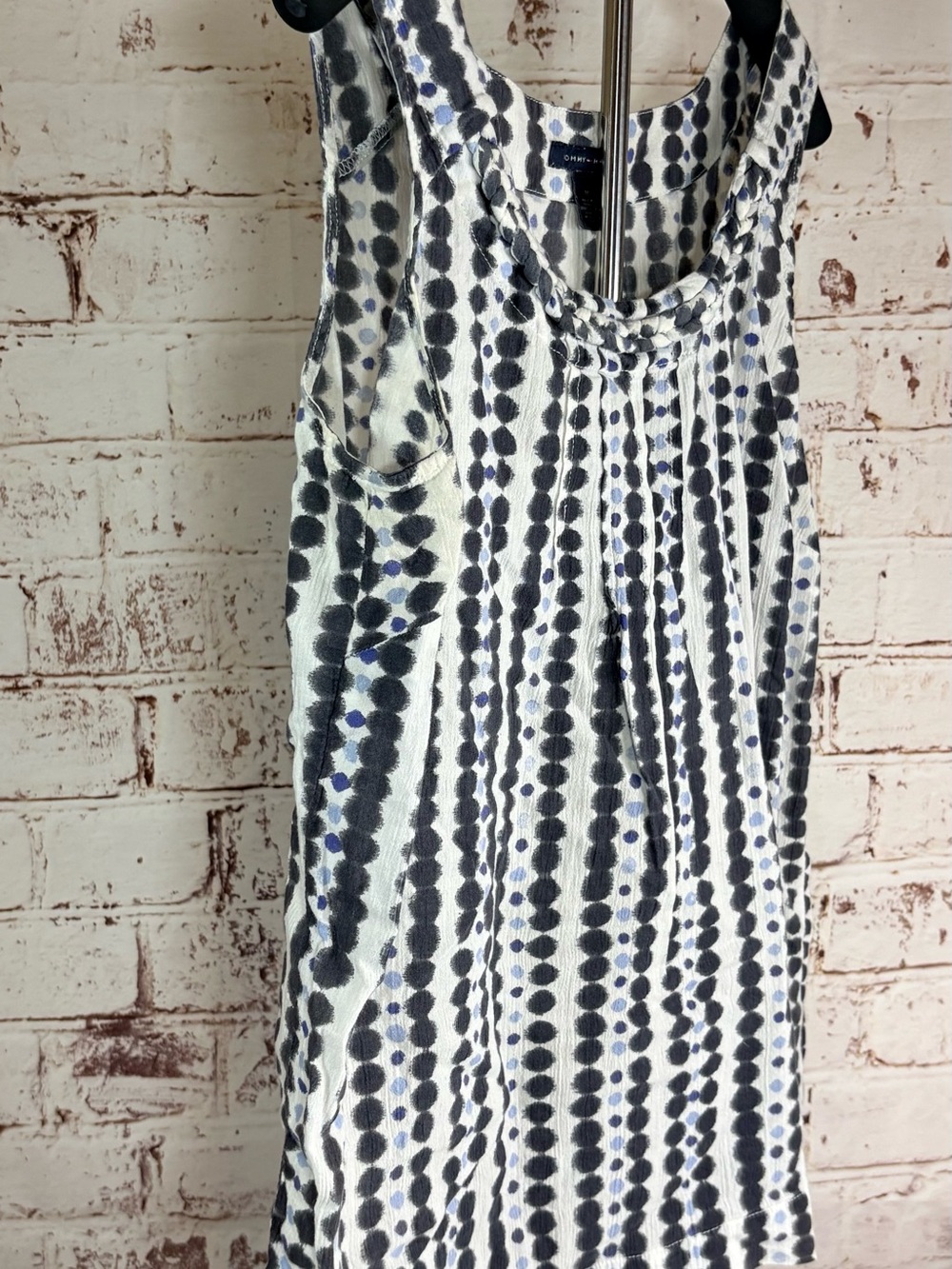 Tommy Hilfiger White Black and Blue Dot-Stripe Tank